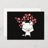 かわいい猫とハート ポストカード (正面/裏面)