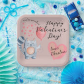 かわいい猫とバルーンバレンタインデー ペーパープレート (パーティー)