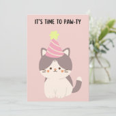 かわいい猫とパーティーハットの誕生日カード シーズンカード (スタンド正面)