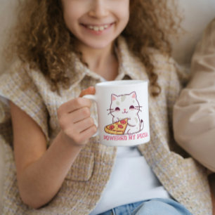 かわいい猫とピザを食べる コーヒーマグカップ