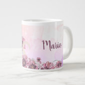 かわいい猫とピンクの花 ジャンボコーヒーマグカップ (正面右)