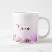 かわいい猫とピンクの花 ジャンボコーヒーマグカップ (右)