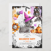 かわいい猫とフクロウのハローウィンパーティ 招待状 (正面)