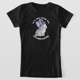 かわいい猫とフラワーハット – Purrグリッター引用文 Tシャツ