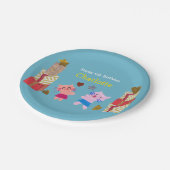 かわいい猫とプレゼントブルー子供の誕生日パーティー ペーパープレート (アングル)