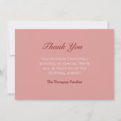 かわいい猫とプレゼント | ピンクの誕生日パーティー サンキューカード (裏面)