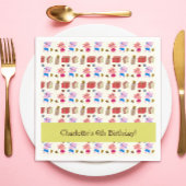 かわいい猫とプレゼント | 黄子供の誕生日 スタンダードカクテルナプキン