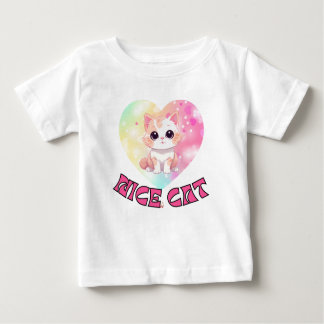 かわいい猫とベビー ベビーTシャツ