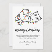 かわいい猫とライトがペットラバーのクリスマス フラット シーズンカード (正面)
