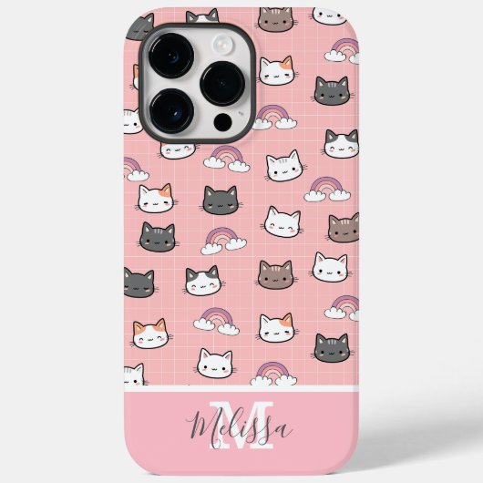かわいい猫とレインボーモノグラム Case-Mate iPhoneケース (裏面)