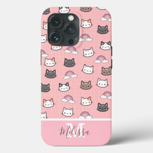 かわいい猫とレインボーモノグラム Case-Mate iPhoneケース (裏面)