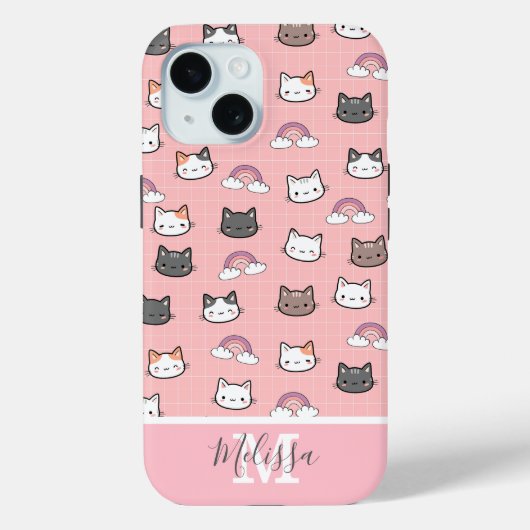 かわいい猫とレインボーモノグラム Case-Mate iPhoneケース (裏面)