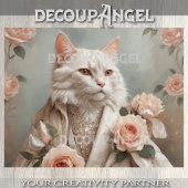 かわいい猫とロマンチックなバラ- Decompage - 薄葉紙