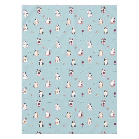 かわいい猫とワインテーブルクロス テーブルクロス (正面)