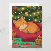 かわいい猫と一緒に過ごしやすいクリスマス シーズンカード (正面/裏面)