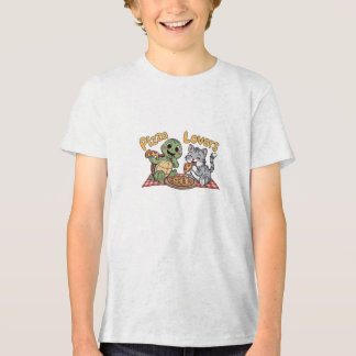 かわいい猫と亀の楽しむ食べピザ トライブレンドＴシャツ