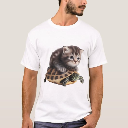 かわいい猫と亀 コピー コピー Tシャツ (正面)