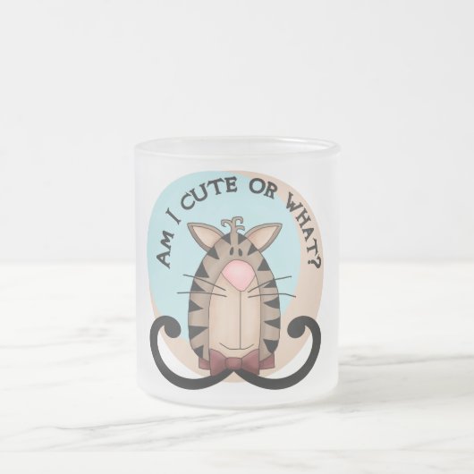 かわいい猫と何の猫 フロストグラスマグカップ (中央)