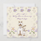 かわいい猫と子猫ベビーシャワー招待状~女の子 招待状 (正面)