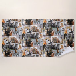 かわいい猫と子猫 ビーチタオル