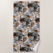 かわいい猫と子猫 ビーチタオル (正面)