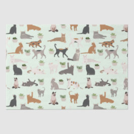 かわいい猫と家の植物が切り離される 薄葉紙