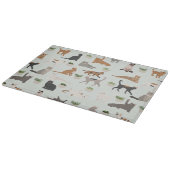 かわいい猫と家の植物 カッティングボード (角)