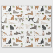 かわいい猫と家の植物 ラッピングペーパー (フラット)