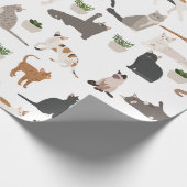 かわいい猫と家の植物 ラッピングペーパー (角)