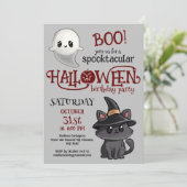 かわいい猫と幽霊のハロウィンお誕生日会 招待状 (スタンド正面)