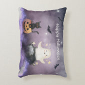 かわいい猫と幽霊ハロウィン アクセントクッション (正面(垂直))
