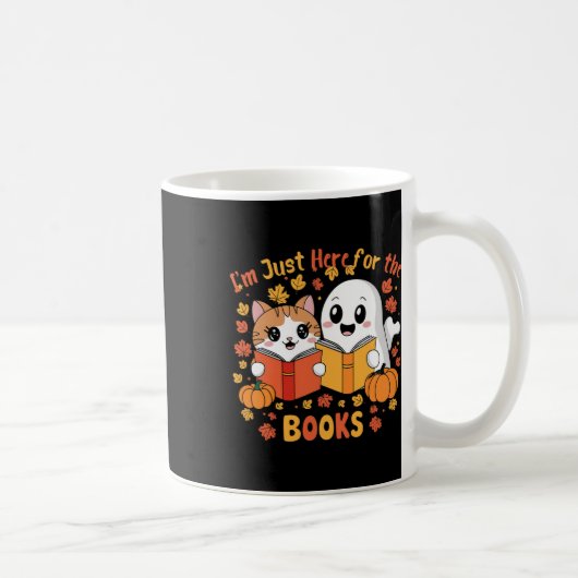 かわいい猫と幽霊読のハロウィンの本のシーン コーヒーマグカップ (右)