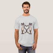 かわいい猫と愛らしいハート Tシャツ (正面フル)