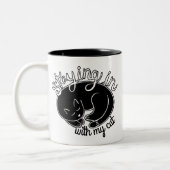 かわいい猫と暮らす引用文 ツートーンマグカップ (左)