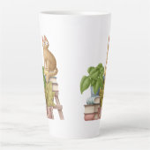 かわいい猫と本の山 カフェラテマグ (正面)