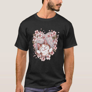 かわいい猫と桜 猫 Tシャツ