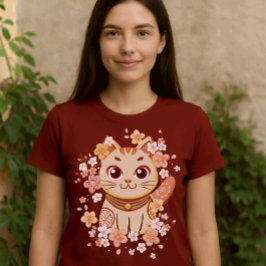 かわいい猫と桜 Tシャツ