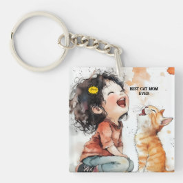 かわいい猫と楽しいひととき キーホルダー