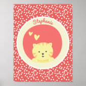 かわいい猫と水玉模様おもしろいキッズベッドルーム ポスター (正面)