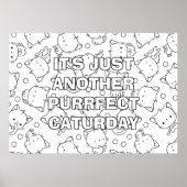 かわいい猫と水玉模様の大きな色合い ポスター (正面)