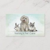 かわいい猫と犬とウサギのイラストレーション 名刺 (正面)