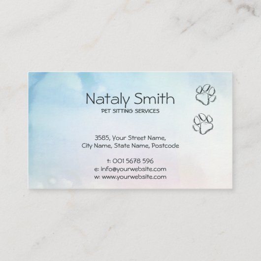 かわいい猫と犬とウサギのイラストレーション 名刺 (裏面)