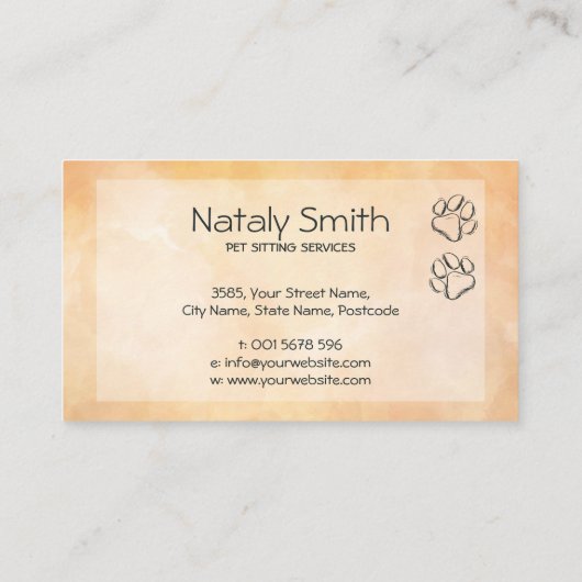 かわいい猫と犬のイラストレーション 名刺 (裏面)