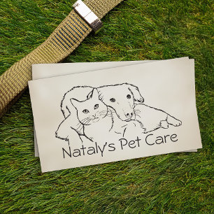 かわいい猫と犬のイラストレーション 名刺