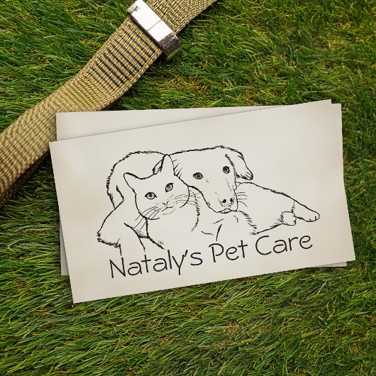 かわいい猫と犬のイラストレーション 名刺