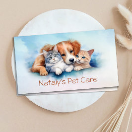 かわいい猫と犬のイラストレーション 名刺