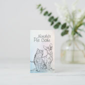 かわいい猫と犬のイラストレーション 名刺 (スタンド正面)