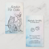 かわいい猫と犬のイラストレーション 名刺 (正面/裏面)