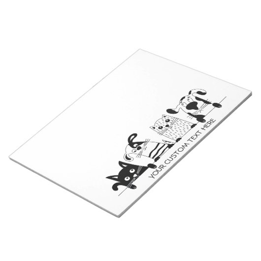 かわいい猫と犬のカスタム文字ノート ノートパッド (アングル)