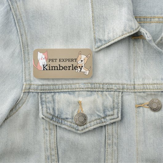 かわいい猫と犬のペットの専門家 名札 (インサイチュ)